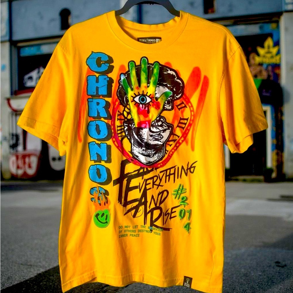 Rebel Minds Chronos Yellow 3D Men’s Tee Shirt Size L